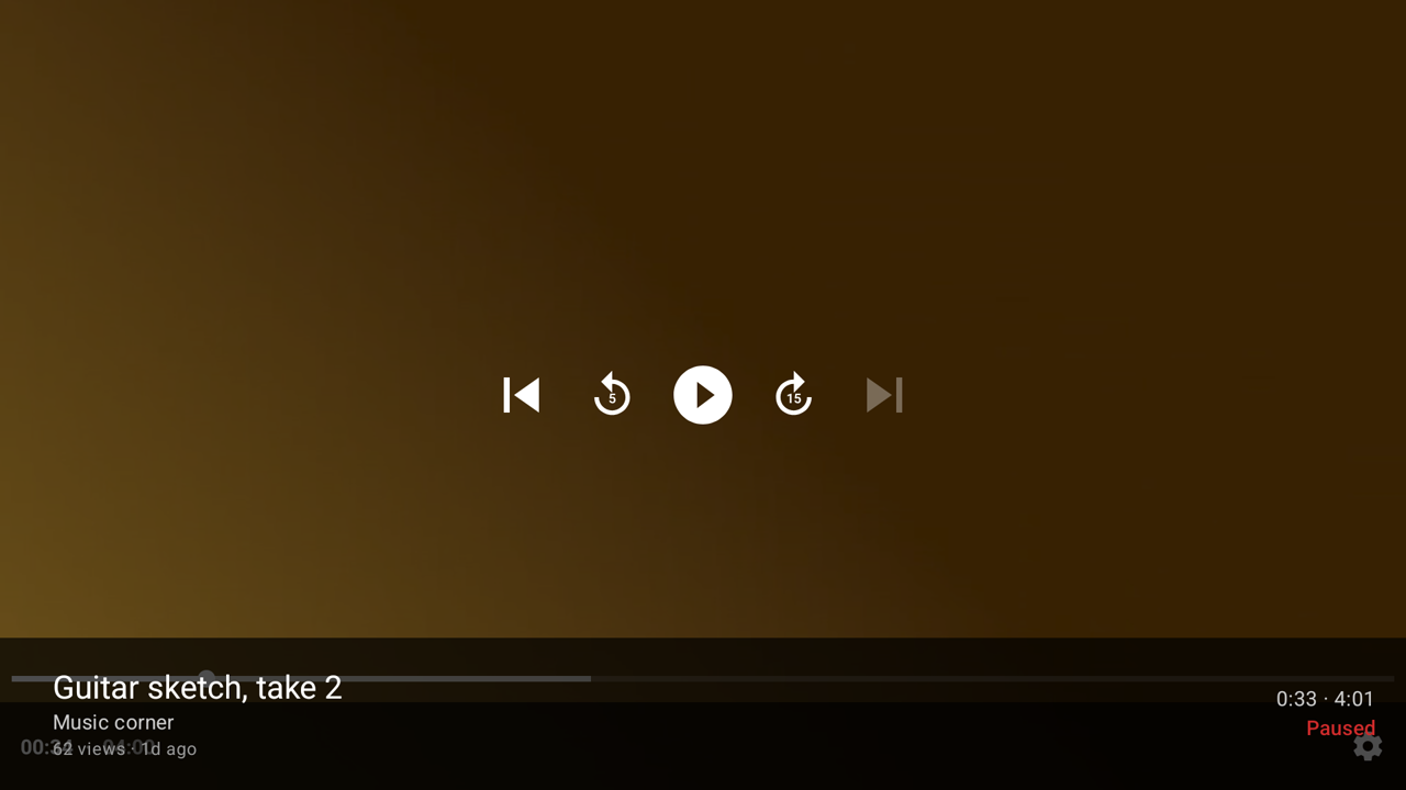 Player with controls, seek bar and title